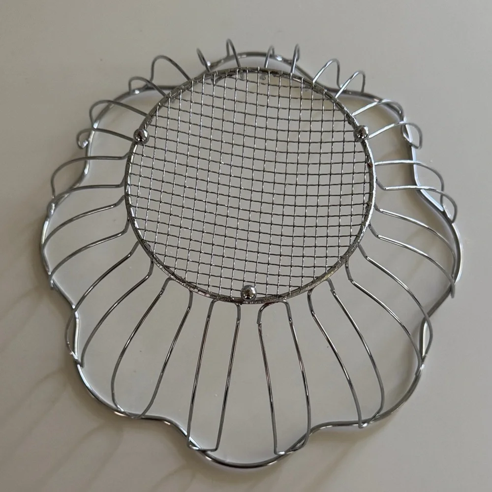 Silver Wire Flower Fruit Basket